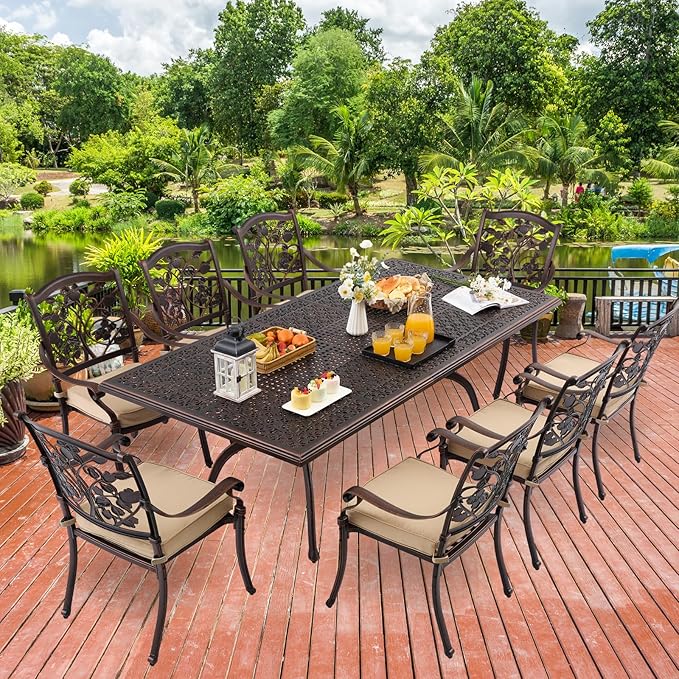 87" Cast Aluminum Outdoor Dining Table – Rectangular Red Copper Patio Table - Image 2