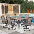 PHI VILLA Patio Dining Table and Chairs, 6 Swivel Dining Chairs by PHIVILLAThepioneerofcomfortablehouseholdsupplies