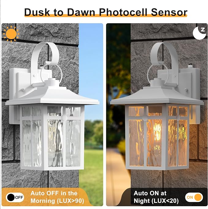 2 Pack Outdoor Dusk to Dawn Wall Lights, Outdoor Light Fixtures Wall Mount - Image 2