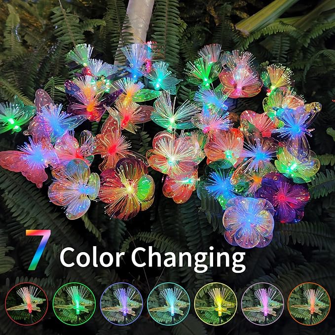 JJGoo 2 Pack Solar Garden Lights, Solar Butterfly Swaying Light - Image 7