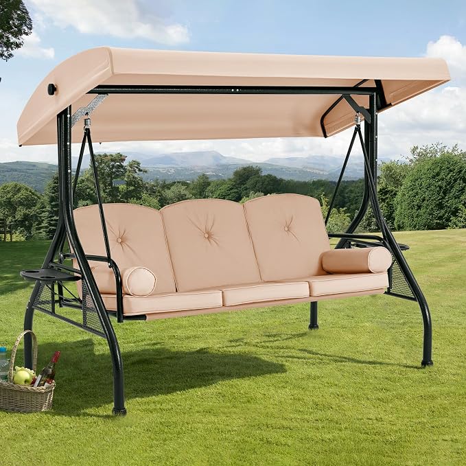 HOMREST 3 Seat Outdoor Porch Swing - Image 9