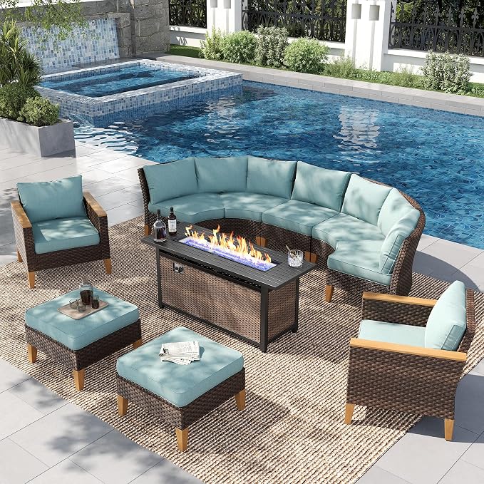 PHI VILLA Half-Moon Patio Furniture Set by PHIVILLAThepioneerofcomfortablehouseholdsupplies