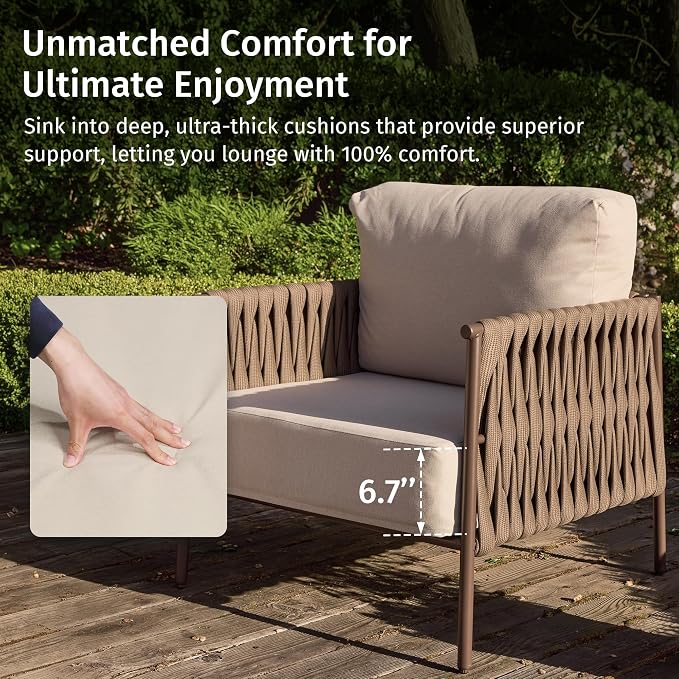 East Oak 3-Piece Patio Furniture Set | Armchairs & Coffee Table | Outdoor - Image 2