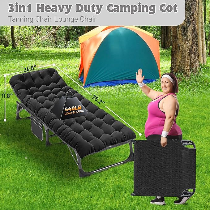 ABORON 2PK Oversized Chaise Lounge Chair, 5 Positions Padded Outdoor Tanning - Image 3