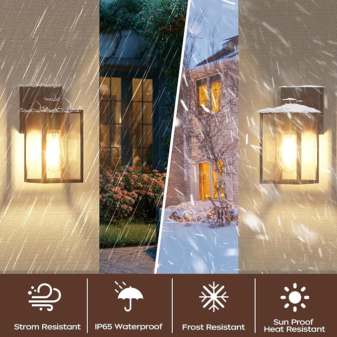 Oil Rubbed Bronze Outdoor Front Porch Light Fixture Wall Mount, LED Exterior - Image 2