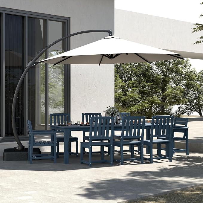 Navy Blue 9-Piece Outdoor Dining Set - Image 8