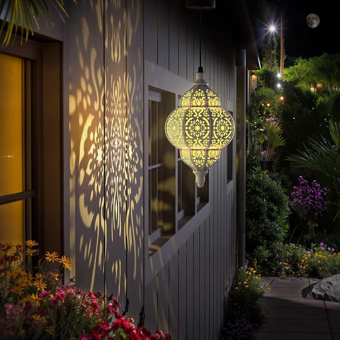 Hanging Solar Lights Outdoor Garden Decor Solar Lantern Waterproof Plastic - Image 2