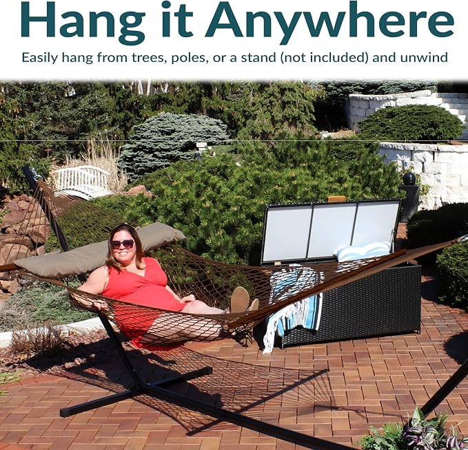 Sunnydaze Cotton Rope Hammock for Outside - Image 2