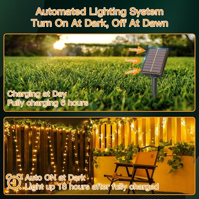 2 Pack Solar String Lights Total 480LED 158FT, IP67 Waterproof String Lights - Image 5