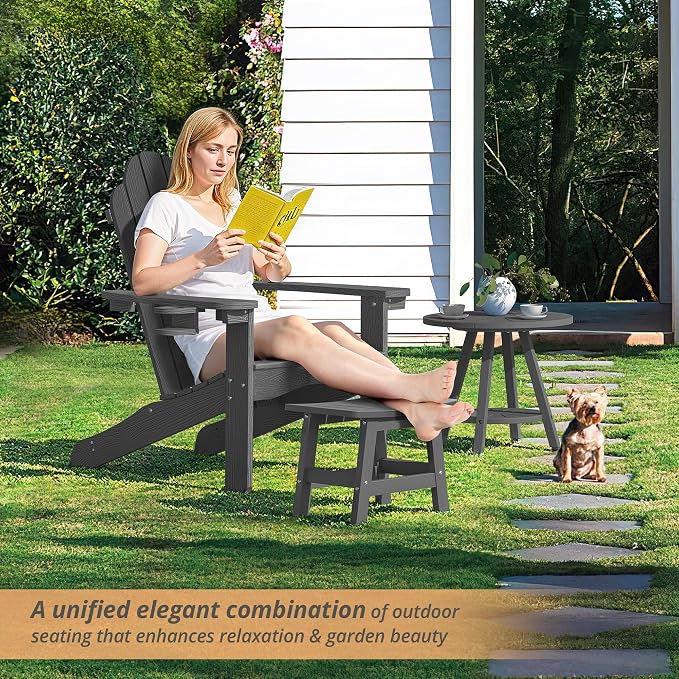 LUE BONA Outdoor Adirondack Ottomans, Footrest Footstool, Outdoor Foot Rest - Image 3