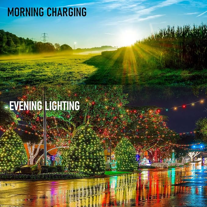 Dazzle Bright 2 Pack Total 400LED 132FT Warm White Christmas Solar String - Image 3