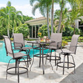 Vongrasig 5 Piece Patio Swivel Bar Set, All Weather Mental Textilene High by Vongrasig