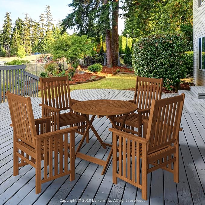 Furinno FG19061F Tioman Outdoor Hardwood Sunlight Folding Table - Image 2