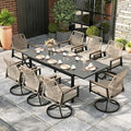 9 Pieces Outdoor Patio Dining Set, Wicker Patio Table and Chairs Set of 8 by MIXPATIO