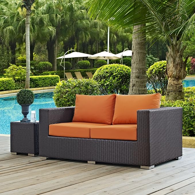 Modway Convene Wicker Rattan Outdoor Patio Loveseat - Image 2