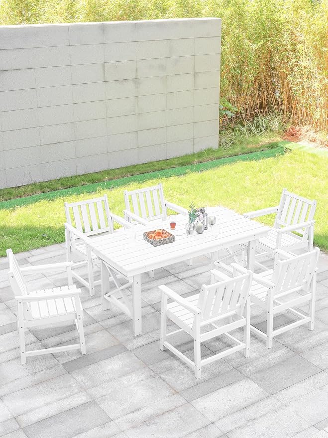 7 Pieces HDPE Outdoor Dining Set, Patio Dining Set - Image 9