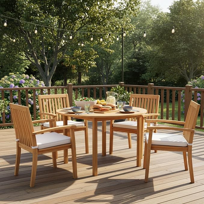 Tangkula 44" Round Outdoor Dining Table - Image 2