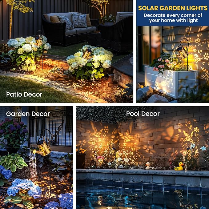Solar Lights Outdoor Garden Decor, Solar Lanterns Watering Can Lights Gardening - Image 3