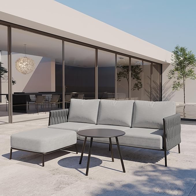 East Oak Patio Furniture Set, Outdoor Furniture Sectional Sofa Set - Image 7