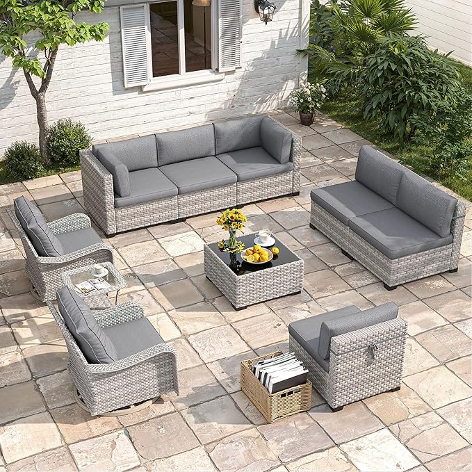 8-Seat Modern Patio Furniture Set by MASIONBACKYARDS