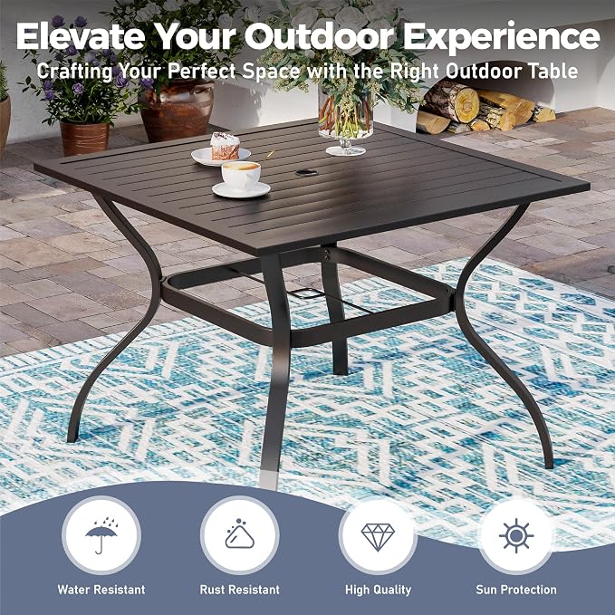 5 Piece Patio Dining Set for 4, 37”x37” Square Table - Image 7