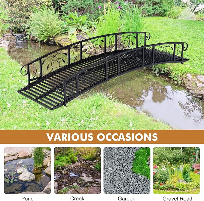JSUN7 8 FT Metal Garden Bridge - Image 5