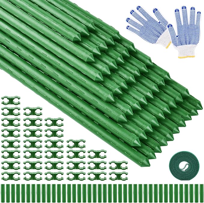 WAENLIR 16 Inch 48 Pack Extendable Garden Stakes Kit, DIY 4ft 5ft 6ft 7ft 8ft by WAENLIR