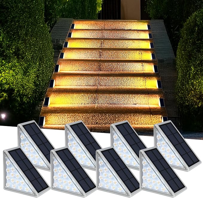 8PK Solar Step Lights, Outdoor Decor Stair Lights Deck Light Waterproof IP67 - Image 2