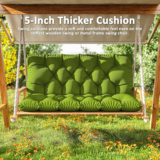 Porch Swing Cushion with Backrest 2-3 Seater Outdoor Bench Cushions Waterproof - Image 6