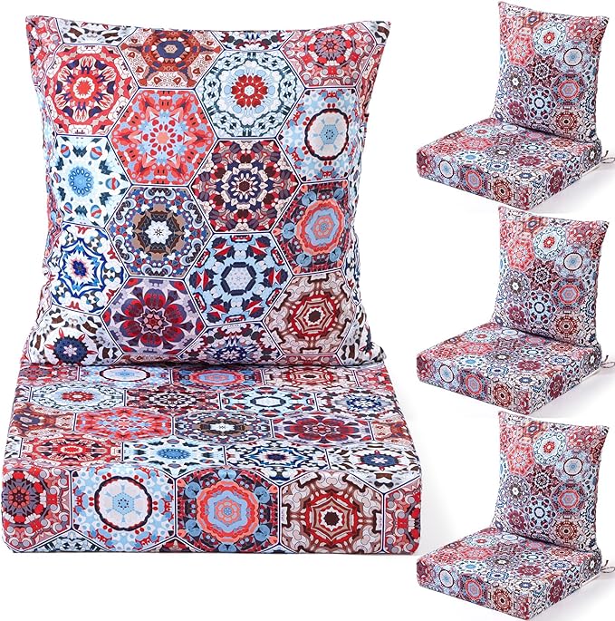 Hoteam 4 Set Outdoor Chair Patio Cushions 20 x 20 Inch Deep Seat Waterproof by Hoteam