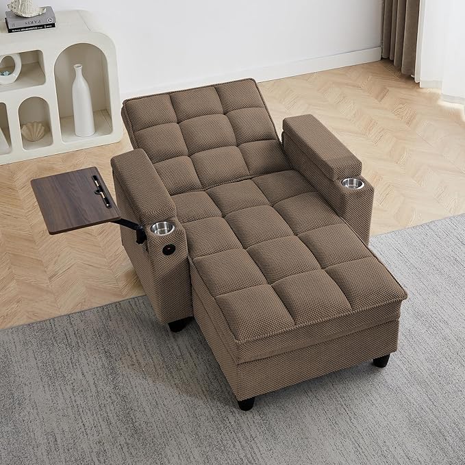 Eafurn 6-Position Adjustable Convertible Chaise Lounge Sleeper Chair - Image 3