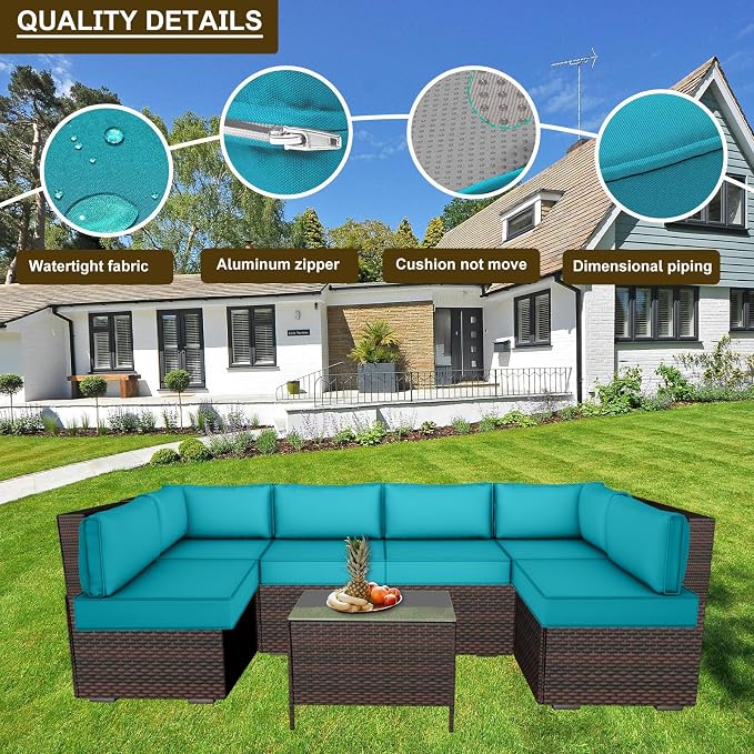 14 Piece Outdoor Patio Cushion Cover Replacement, Waterproof Patio Cushion - Image 3