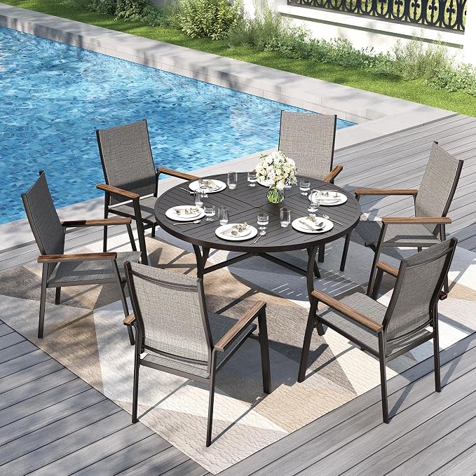 PHI VILLA Patio Dining Set for 6 Person, Patio Table and Chairs for 6, by PHIVILLAThepioneerofcomfortablehouseholdsupplies