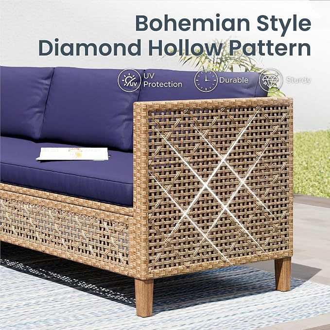 PHI VILLA Wicker Patio Furniture Set, Outdoor Sectional Couch - Image 9