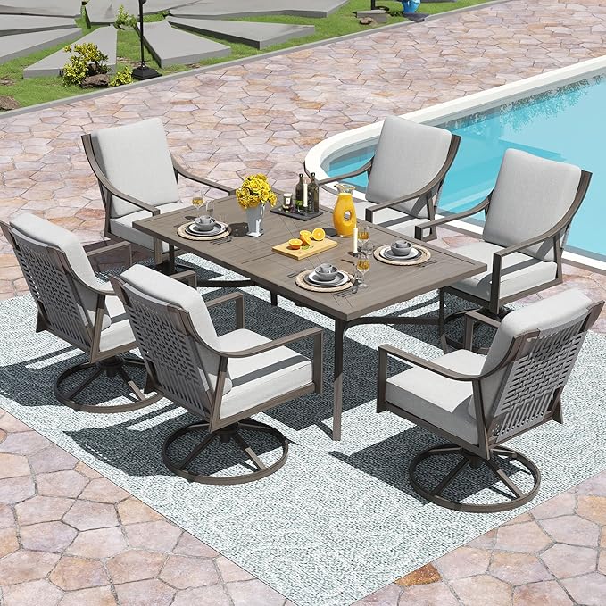 NATURAL EXPRESSIONS 7 Piece Patio Dining Table Outdoor Furniture Set by NaturalExpressions