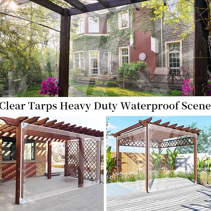 Clear Vinyl Tarp 3.3'x8.2' Clear Tarps Heavy Duty Waterproof 14 Mil Thicken - Image 5