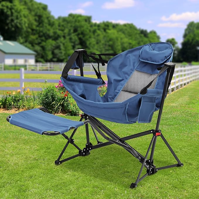 Ainfox Hammock Chair with Footrest, Oversized Swinging Portable Folding Camping by Ainfox