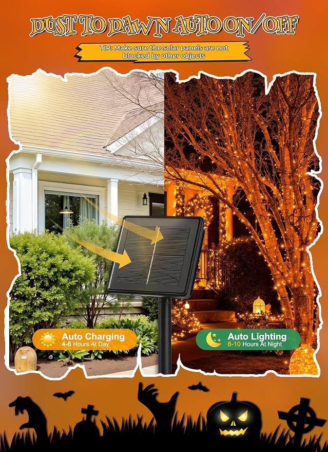 Brightown 4 Pack Solar Halloween Lights, Total 184FT 480 LED Solar String - Image 3