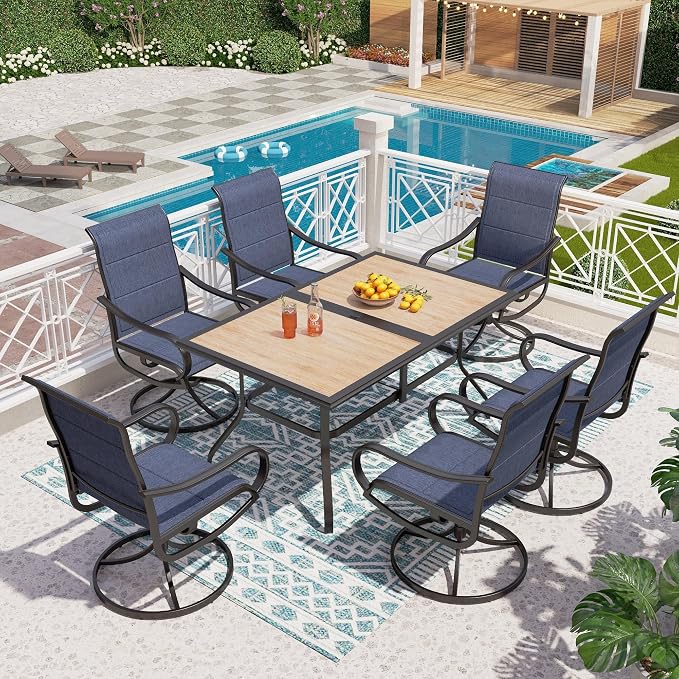 PHI VILLA 7 Piece Patio Dining Set, 6 Swivel Patio Chairs by PHIVILLAThepioneerofcomfortablehouseholdsupplies
