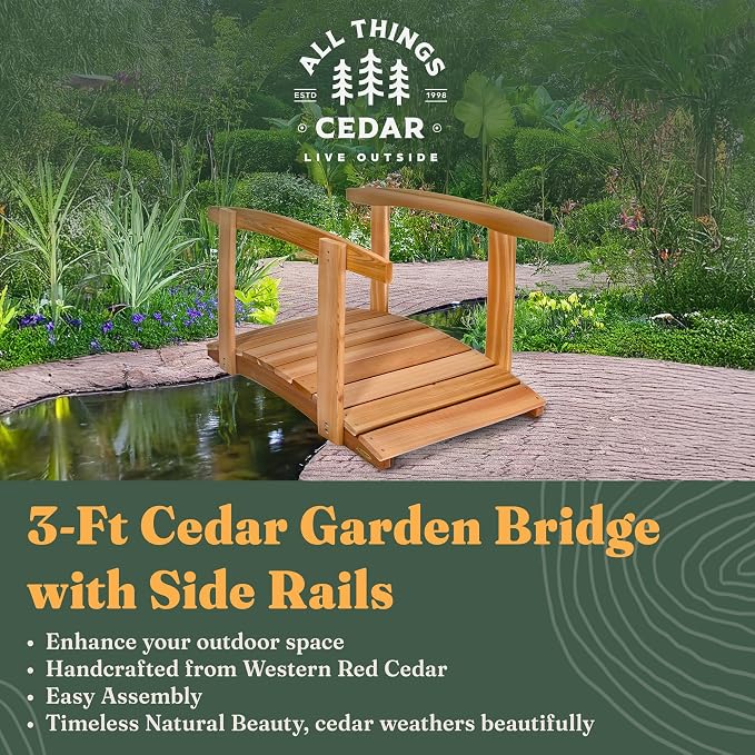 All Things Cedar Wooden Bridge, Outdoor Garden Walkway - Image 2