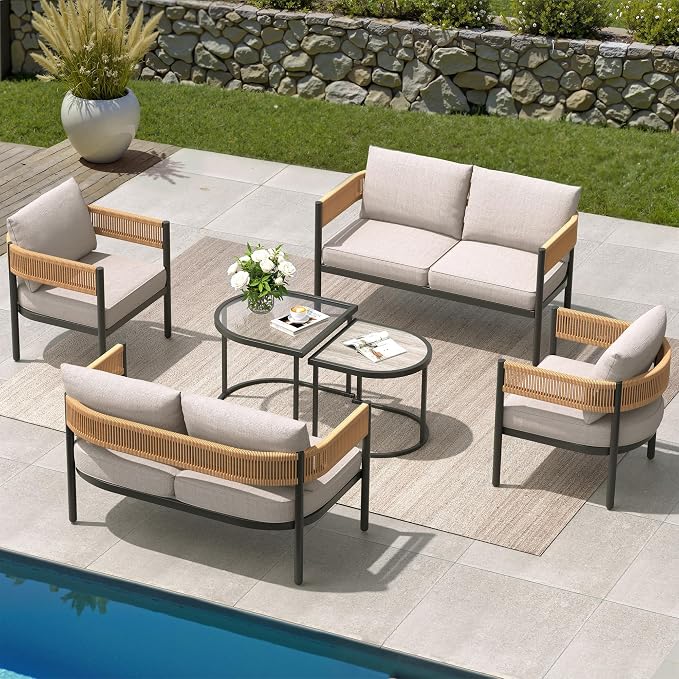Grand patio 6-Piece Wicker Outdoor Furniture Set - Image 3