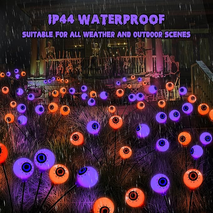 BrizLabs 6 Pack 36 LED Halloween Solar Eyeball Lights, 2 Modes Outdoor - Image 4