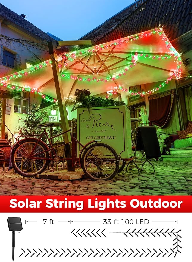 Minetom Solar Christmas Lights Outdoor Waterproof, 2 Pack Total 80FT 200 LED - Image 4
