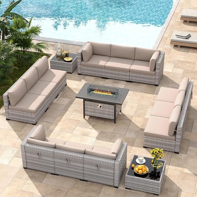 12-Seat Modern Outdoor Wicker Rattan Patio Furniture Set - Image 2