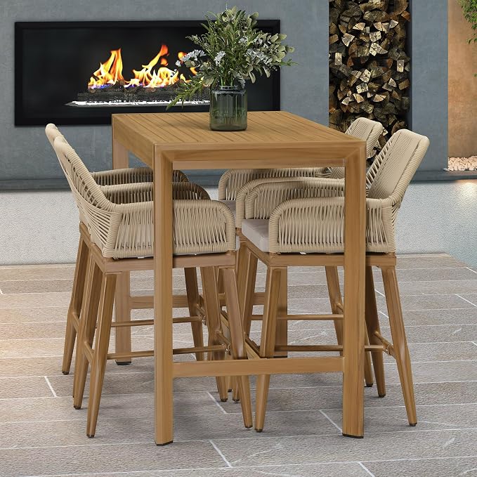 PURPLE LEAF Outdoor 24" Counter Height Bar Stools Chair Set of 4, All Weather - Image 8