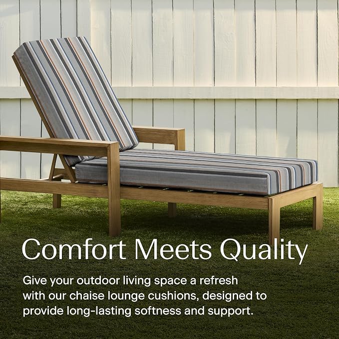 Honeycomb Outdoor Heritage Chaise 21.5 x 70, Stripe Stone Beige Chaise Lounge - Image 2