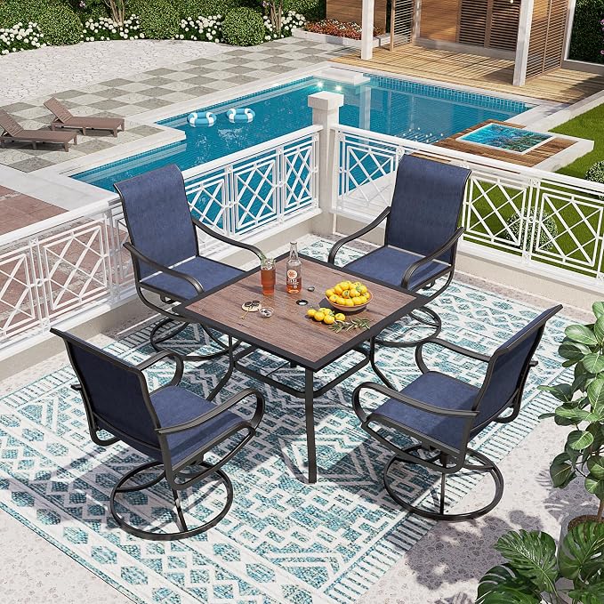 PHI VILLA 5 Piece Outdoor Patio Dining Set - Image 8