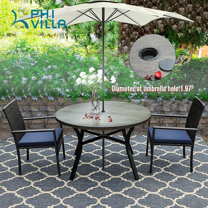 PHI VILLA 44 Inch Large Metal Round Table - Image 5