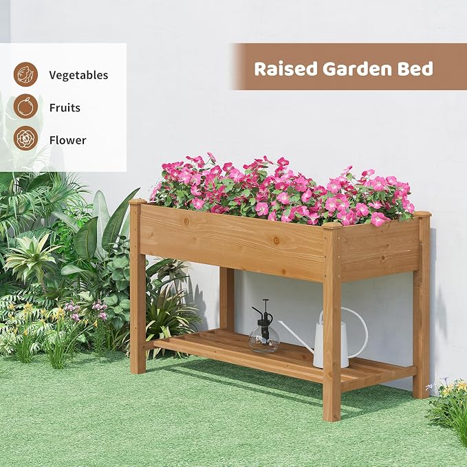 FILWH Raised Garden Bed with Legs Elevated Wooden Planter Box Stand Large - Image 2