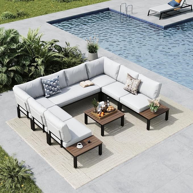 MFSTUDIO Patio Furniture Set, 8 Seat Outdoor Sectional Sofa Patio Conversation by MFSTUDIO